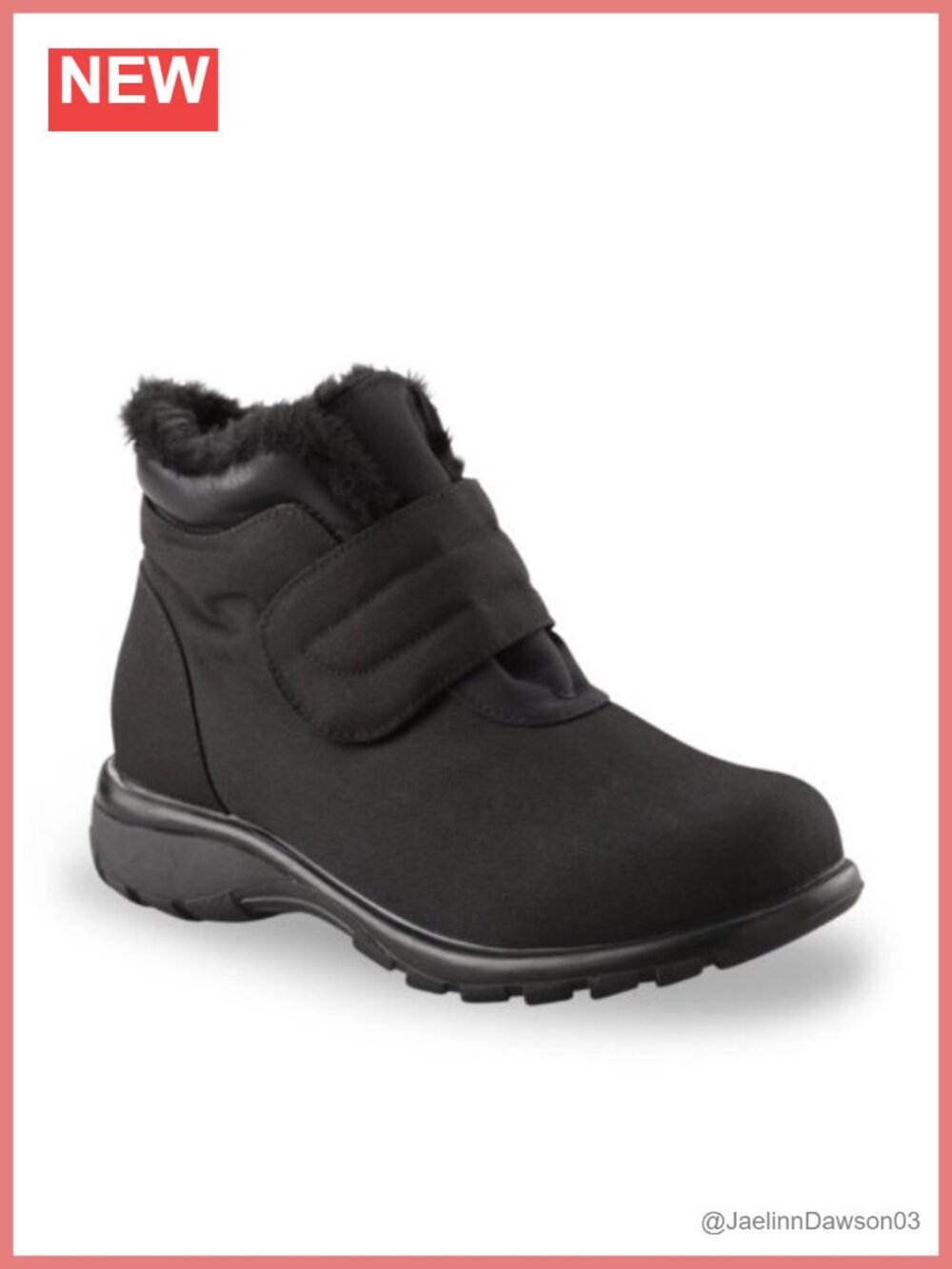 Waterproof Nylon Ankle Boots Hook and Loop Closure Warm Pile Lining